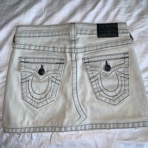 True Religion Frayed-Hem Denim Mini Skirt